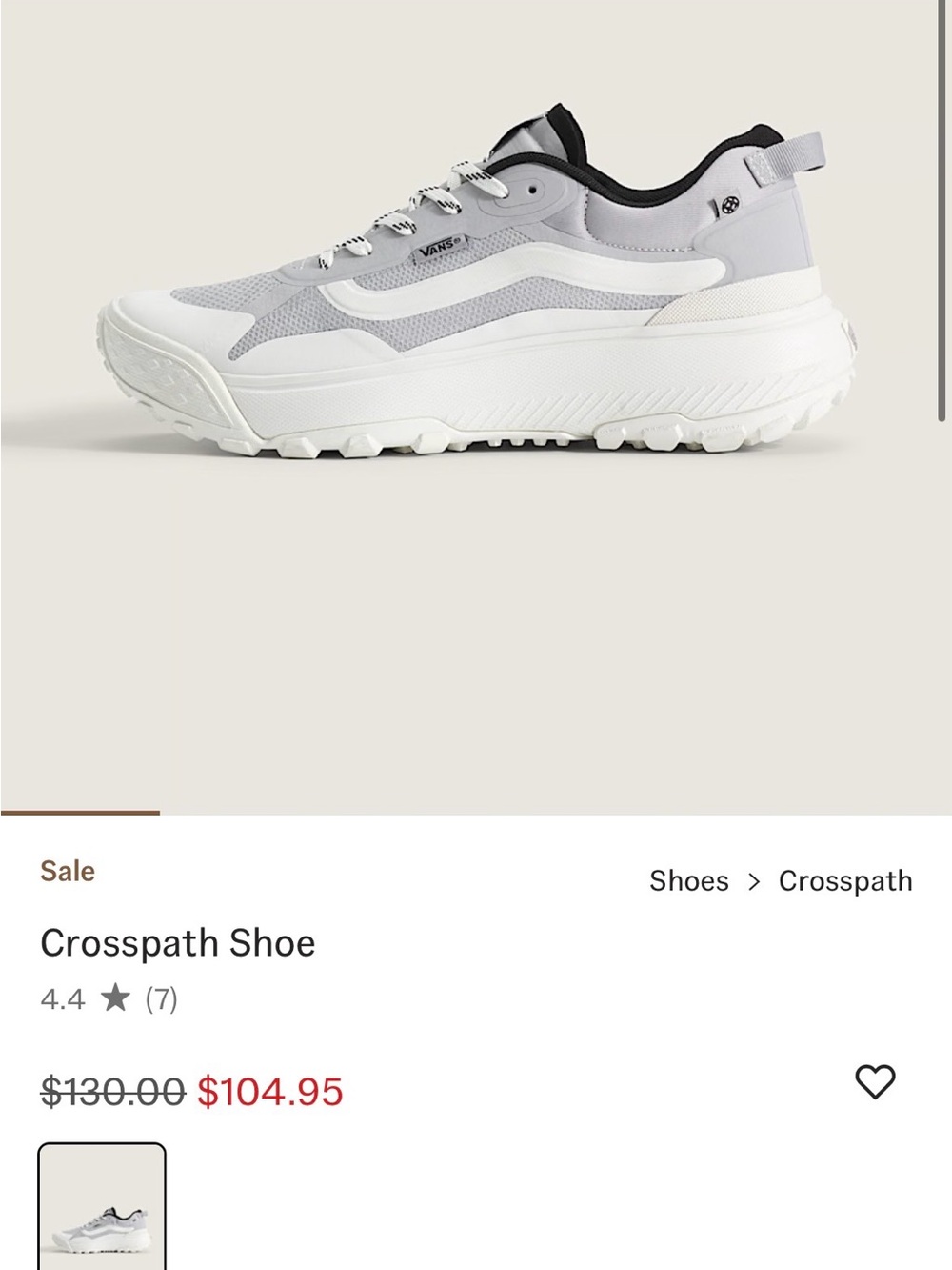 Vans MEN’S Crosspath Low-Top Sneakers White/Light Gray